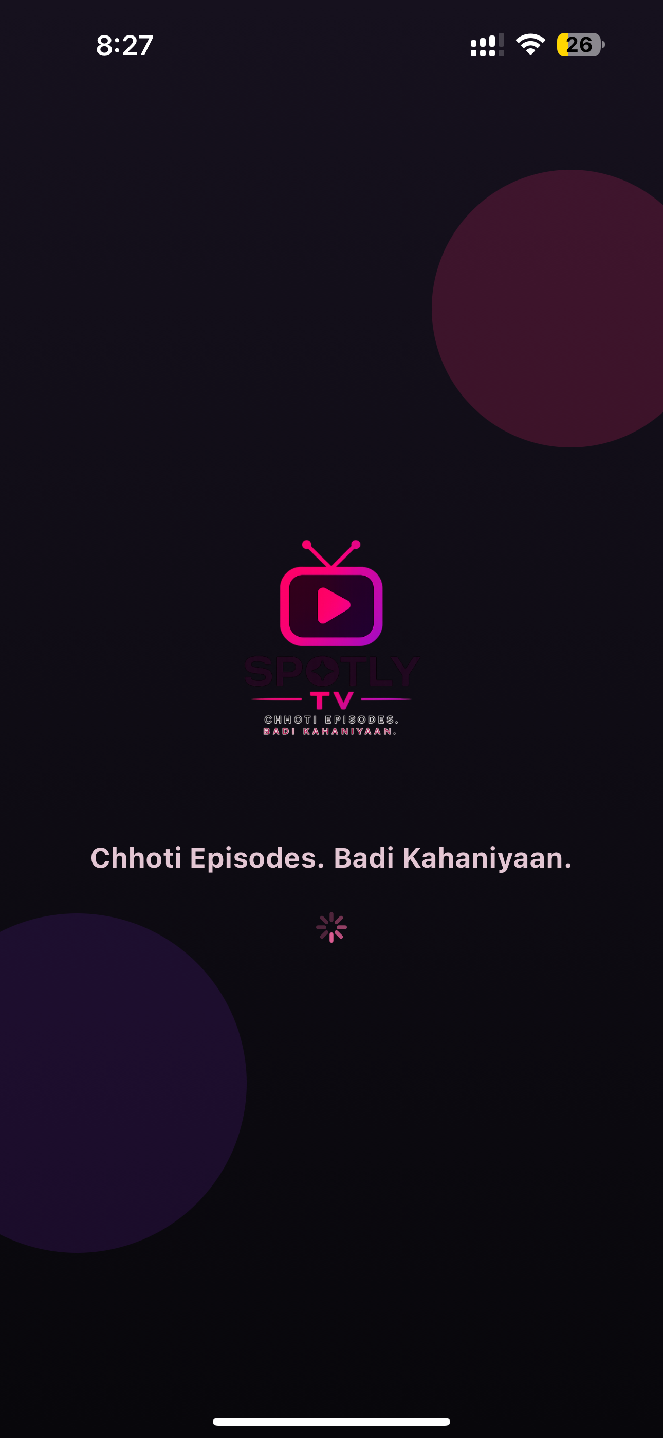 Spotly TV app splash screen